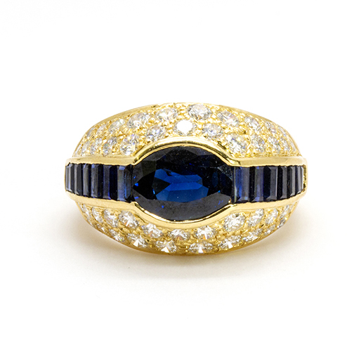 ciro♡ Oscar Heyman 18K Blue Sapphire Diamond Ring - 610-1659
